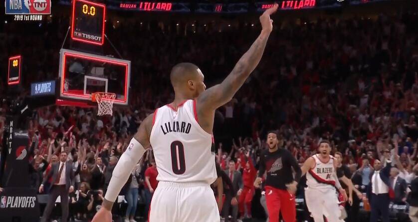 利拉德超远压哨三分开拓者绝杀雷霆